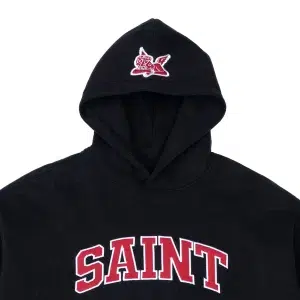 Saint-Heavyweight-Brushed-Red-Patch-Black-Hoodie