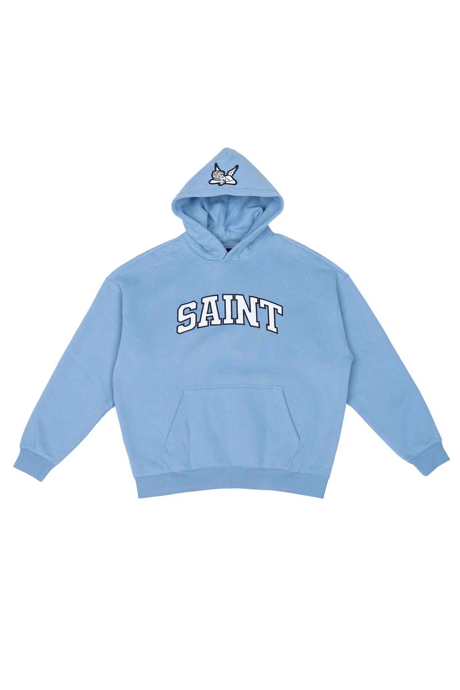 Saint-Heavyweight-Brushed-Black-Patch-University-Blue-Hoodie