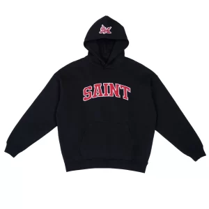 Saint-Heavyweight-Brushed-Red-Patch-Black-Hoodie