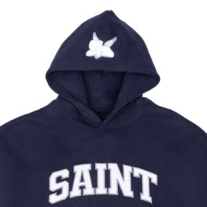 Saint Heavyweight Brushed White Patch Navy Hoodie
